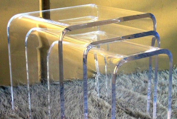 Acrylic Lucite Lux Waterfall Nesting Tables