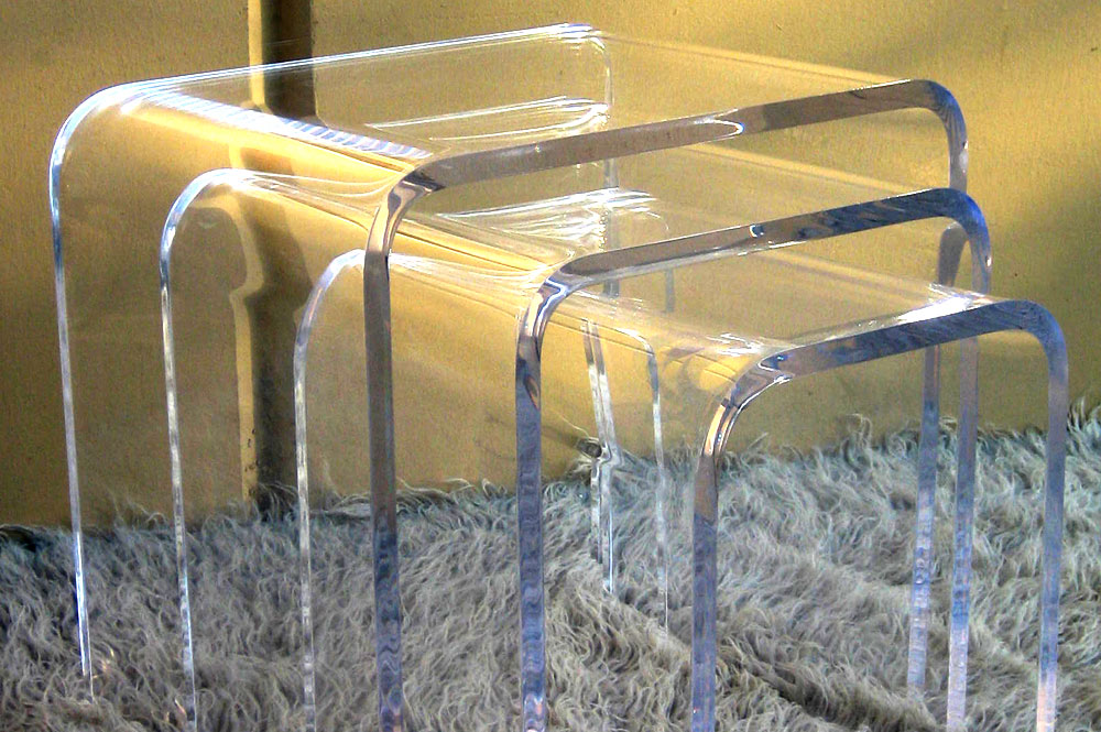 Acrylic Lucite Lux Waterfall Nesting Tables