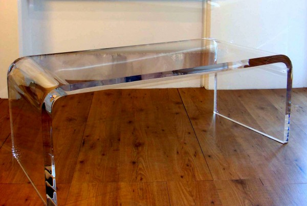 Clear acrylic Lucite waterfall table