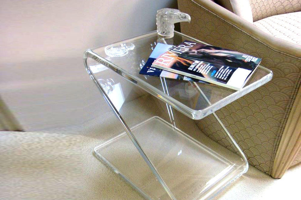 Clear acrylic Lucite Z table