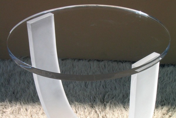 Large Acrylic Lucite Lux Harp Table with frosted center