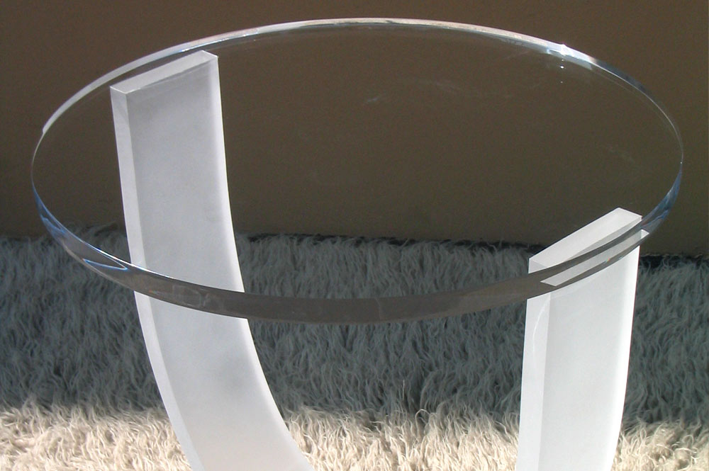 Large Acrylic Lucite Lux Harp Table with frosted center
