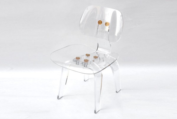 Clear acrylic Eames-style Lounge chair
