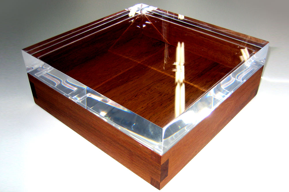 Custom Honduras Mahogany wood box with clear acrylic top for WATG